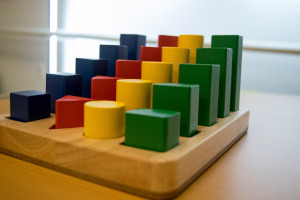 Our colorful shape/size blocks are a great learning tool, & a lot of fun to play with, too!
